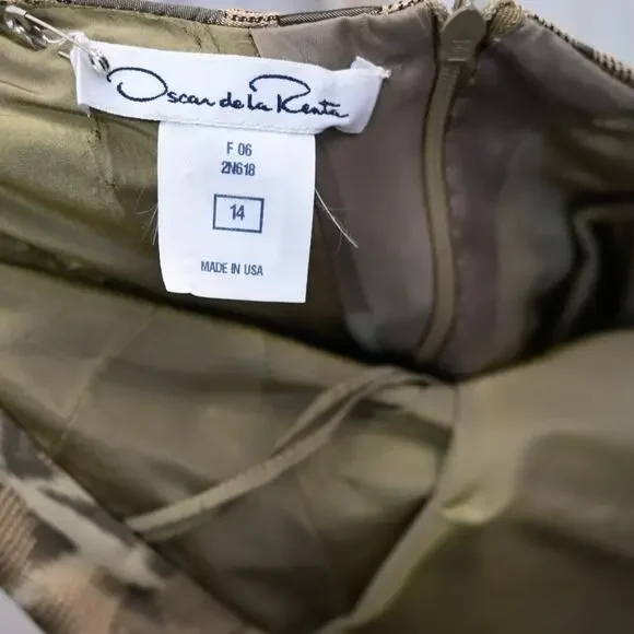 Oscar De La Renta Maxi Gown Size 14 Green Floral Silk Long Sleeve Evening Dress - Picture 9 of 10